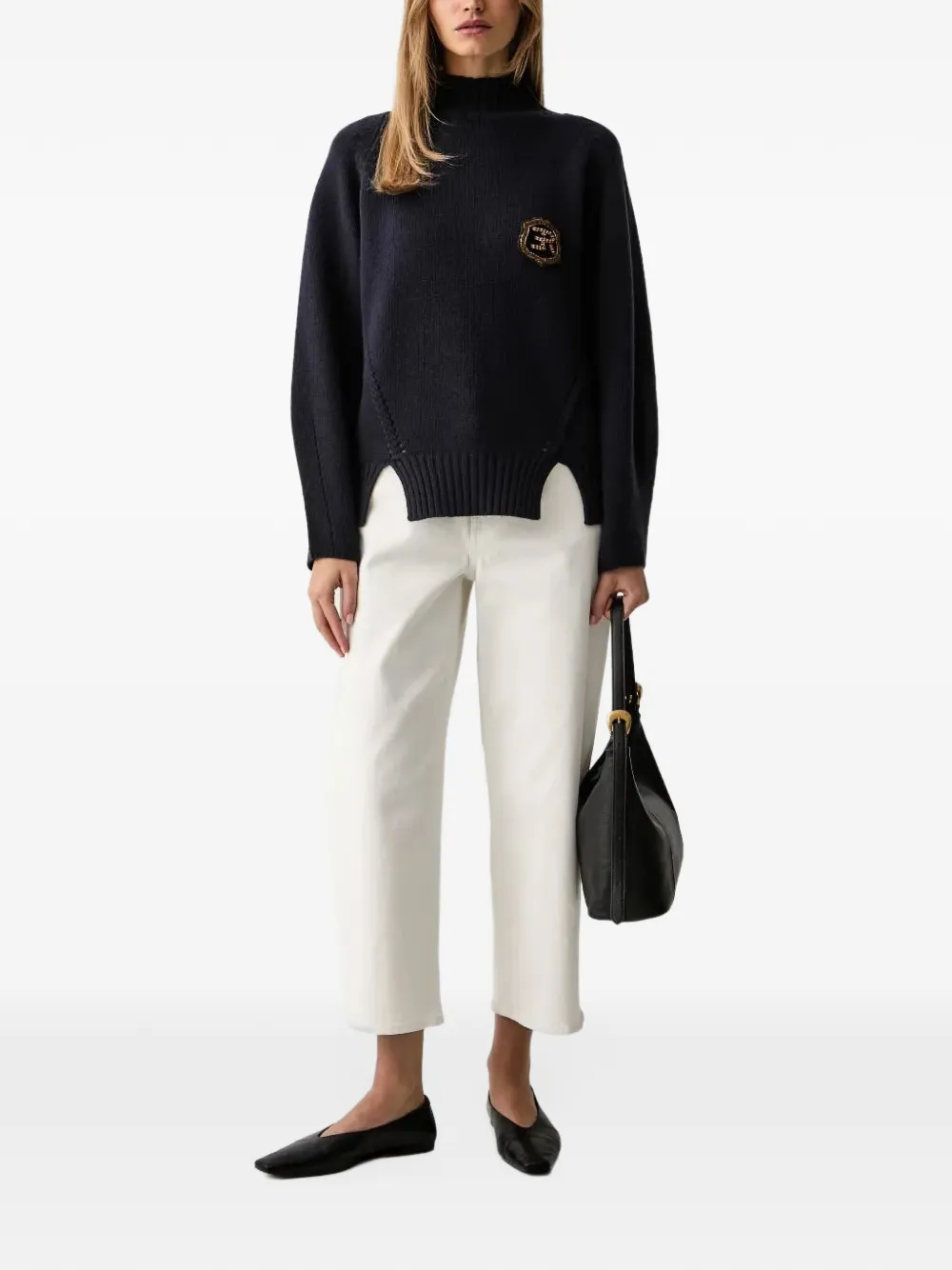 Ermanno Scervino logo-patch high-neck sweater Blauw