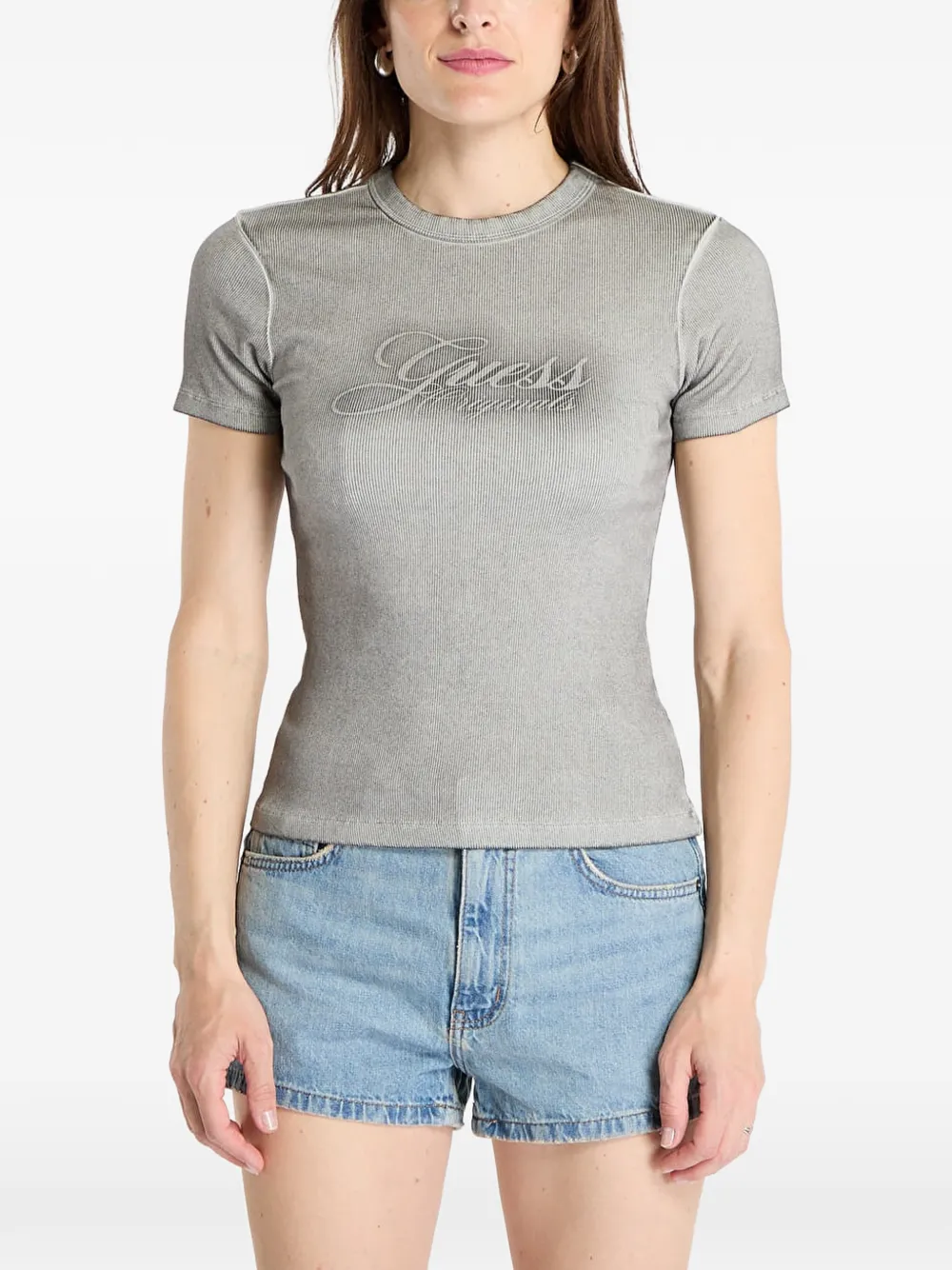 GUESS USA Guess Originals ribbed T-shirt Grijs