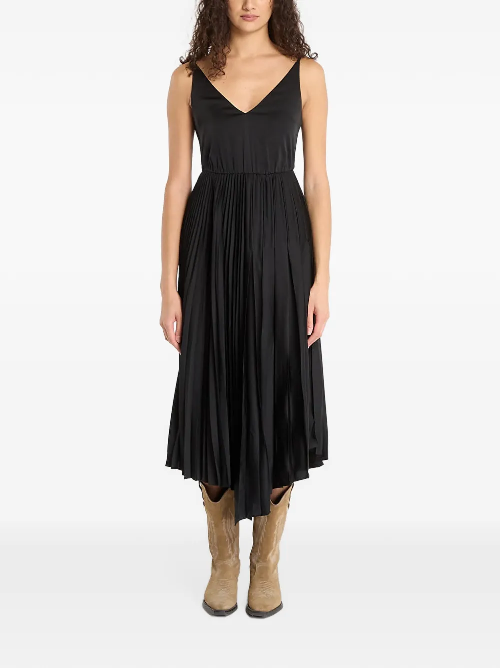 AllSaints Jax pleated dress Zwart