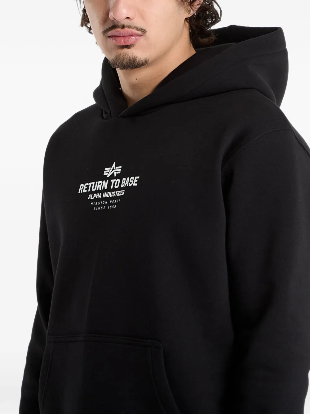 Alpha Industries Return To Base graphic-print hoodie Zwart