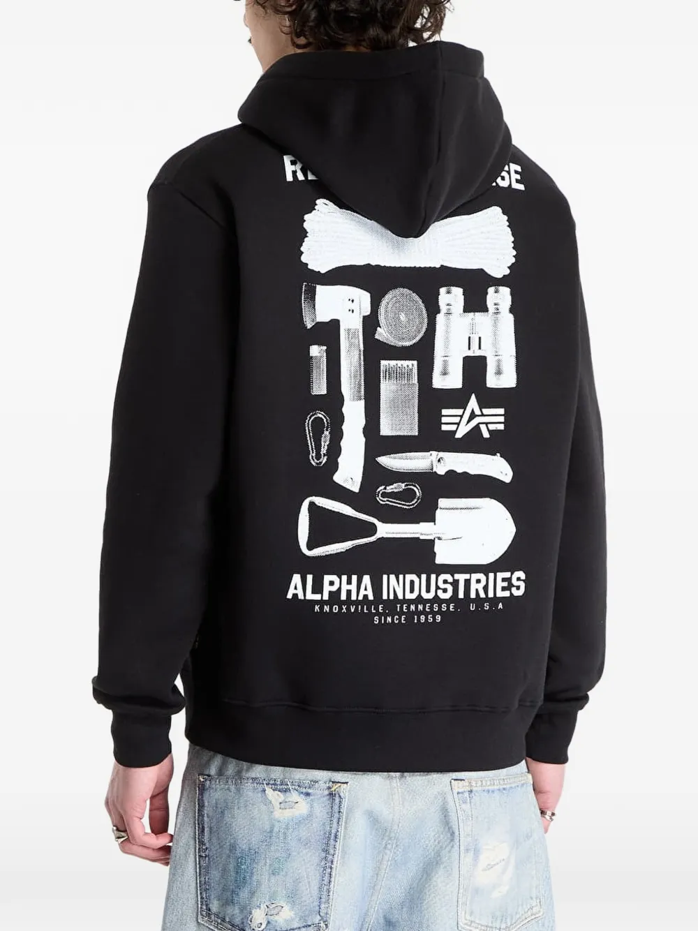 Alpha Industries Return To Base graphic-print hoodie Zwart