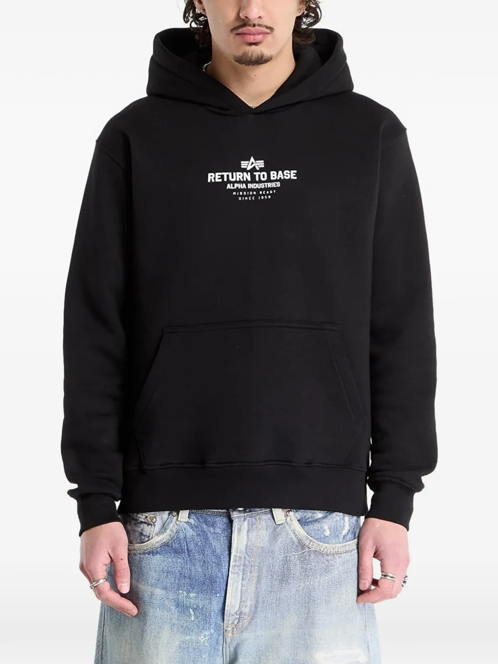 Alpha Industries Return To Base graphic-print hoodie Zwart