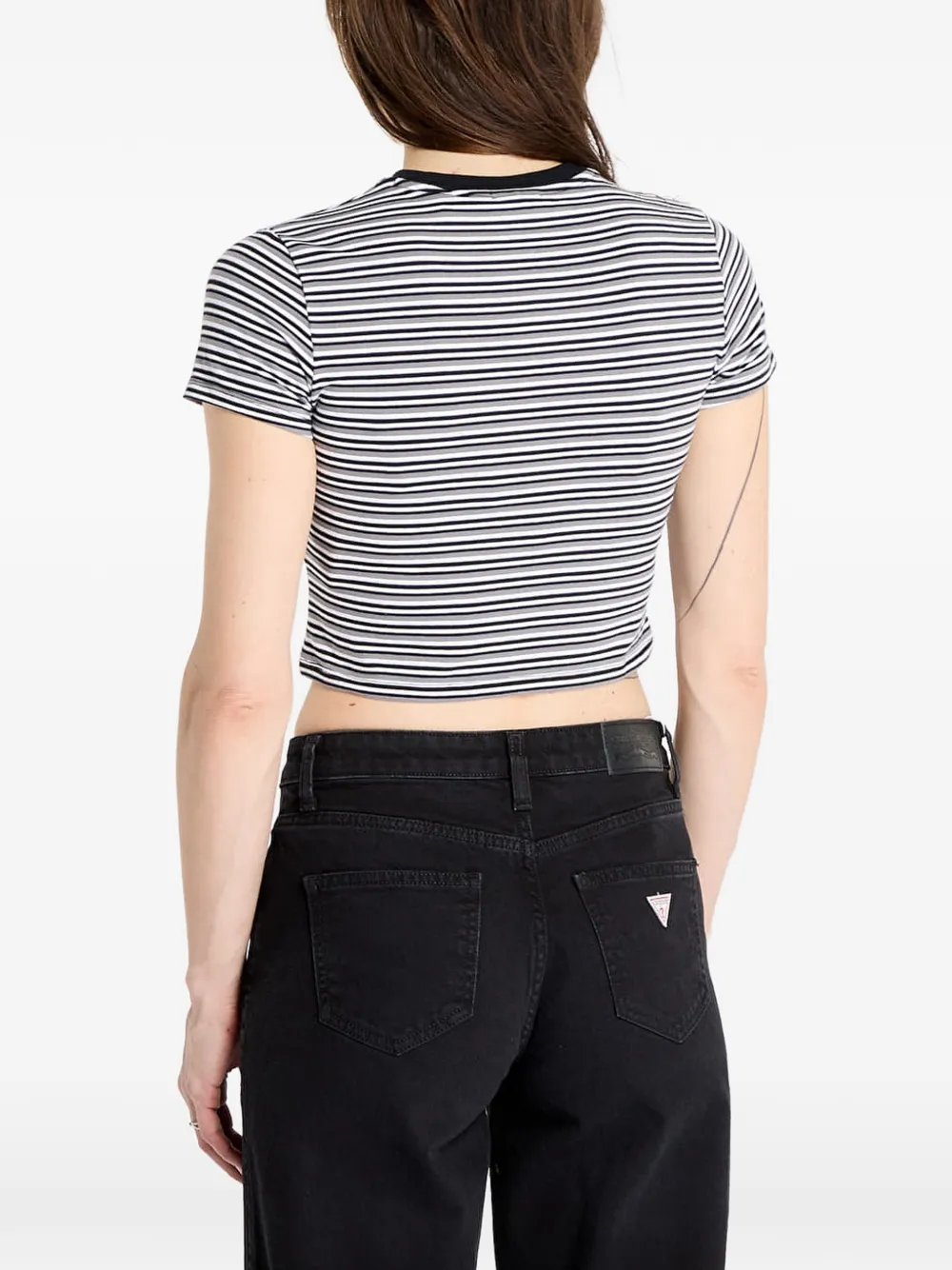 GUESS USA Go Core stripe-print T-shirt Zwart