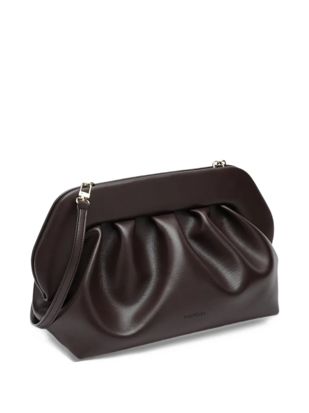Themoirè medium Bios ruched clutch bag Bruin