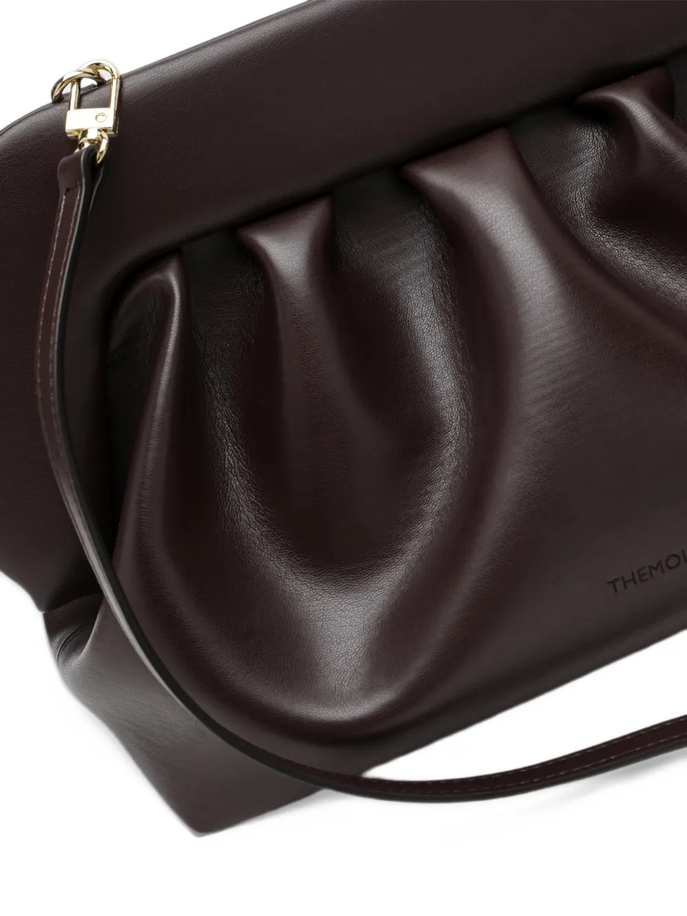 Themoirè medium Bios ruched clutch bag Bruin