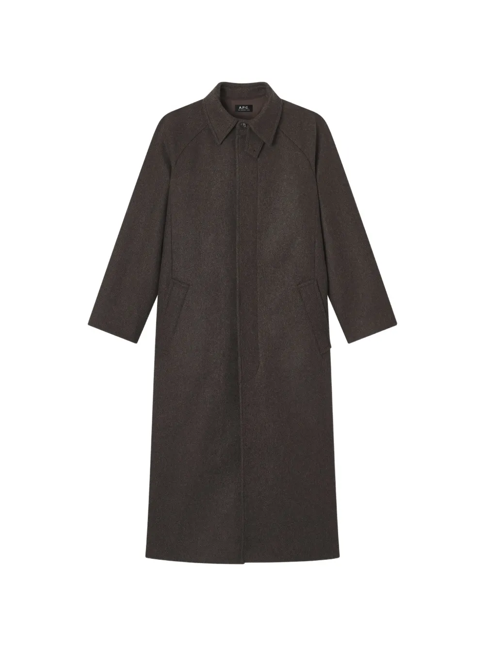 A.P.C. loose-fit heather brown mac in recycled wool coat - Braun