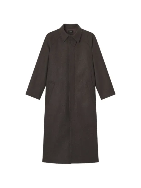 A.P.C. loose-fit heather brown mac in recycled wool coat