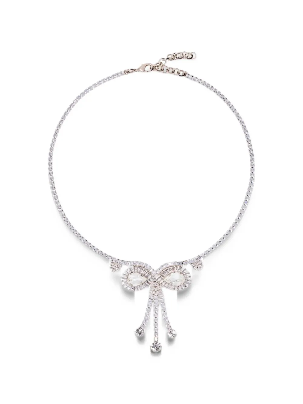 Alessandra Rich bow-detail crystal-embellished necklace - Argento