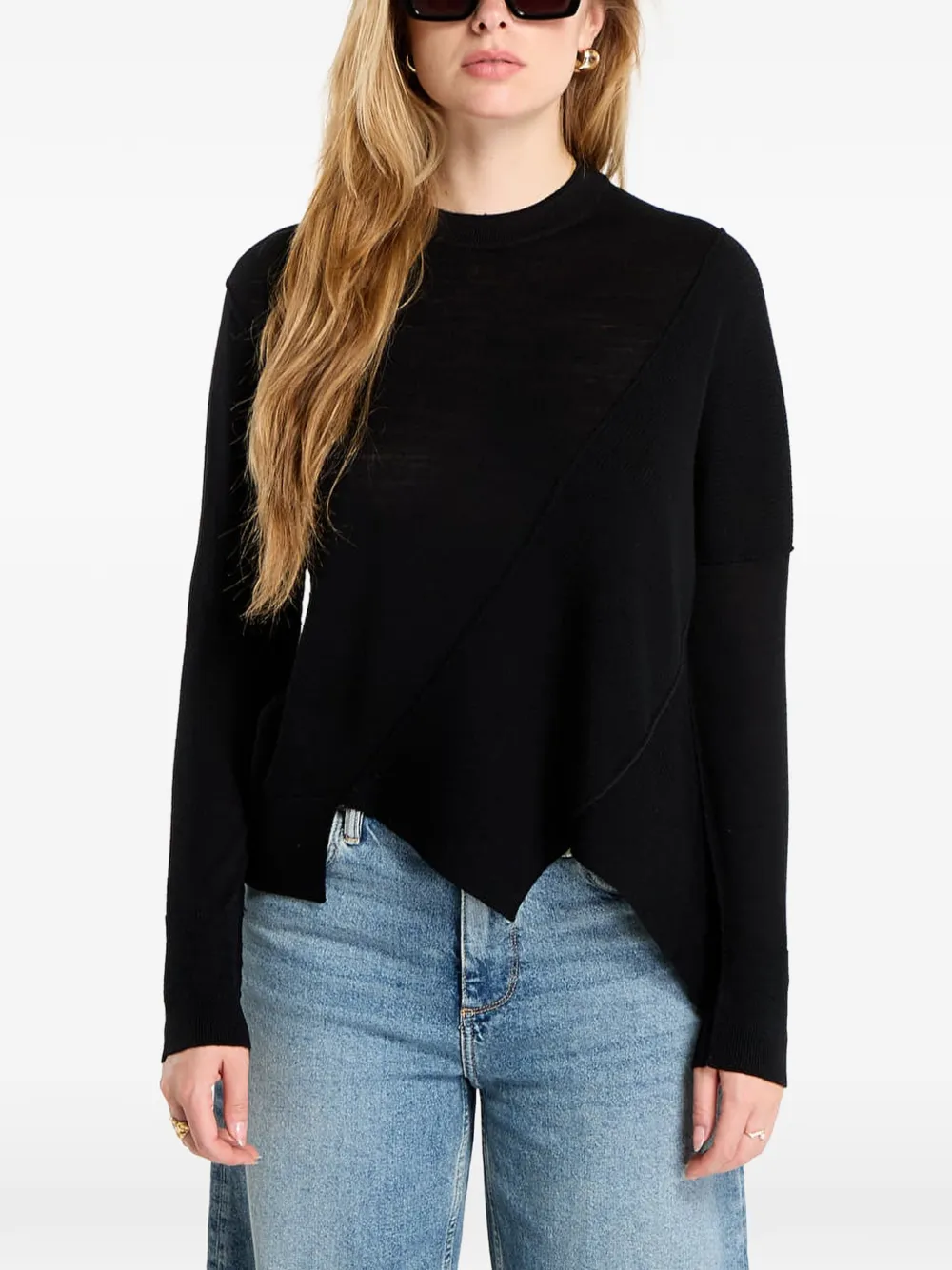 AllSaints Isla merino sweater Zwart