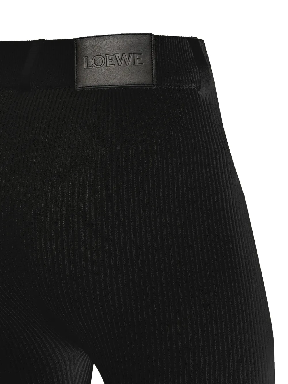 LOEWE ribbed-knit logo-patch trousers Zwart