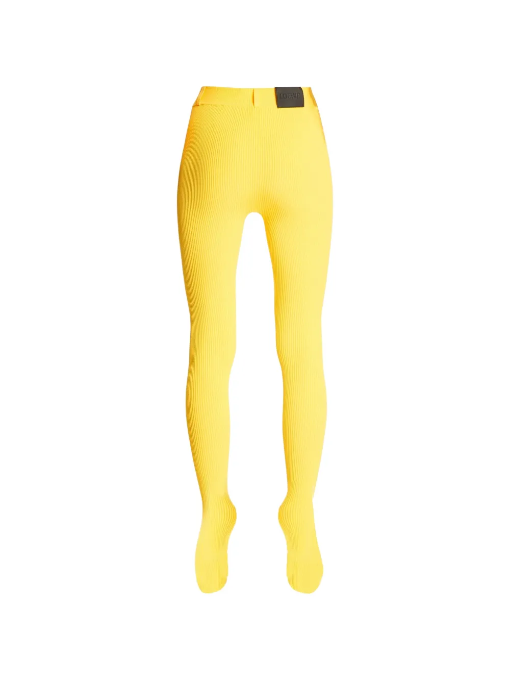 LOEWE ribbed-knit logo-patch leggings Geel