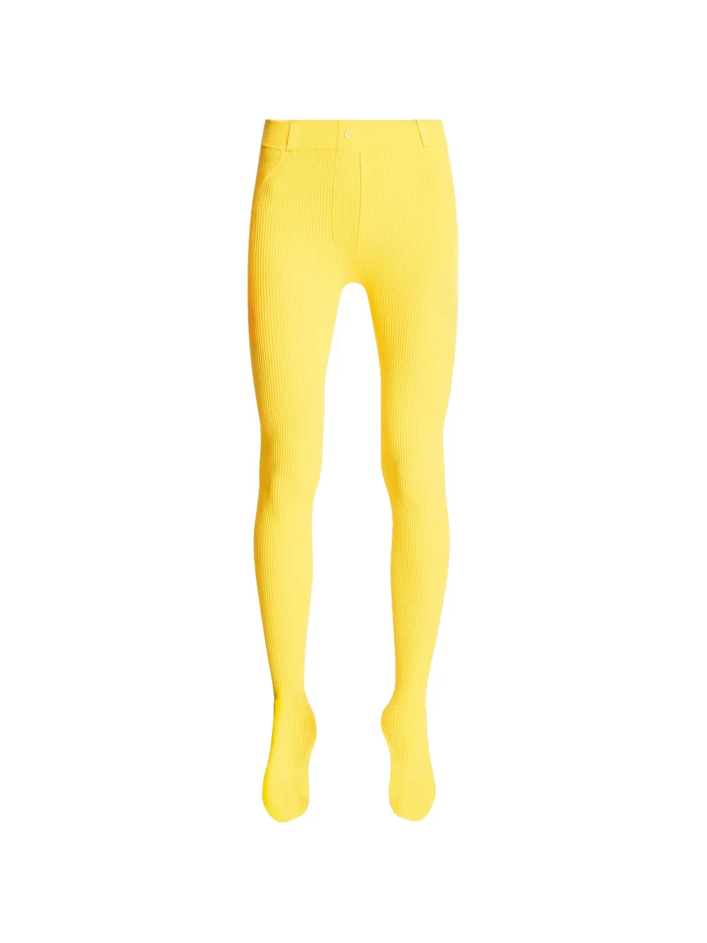 LOEWE ribbed-knit logo-patch leggings Geel