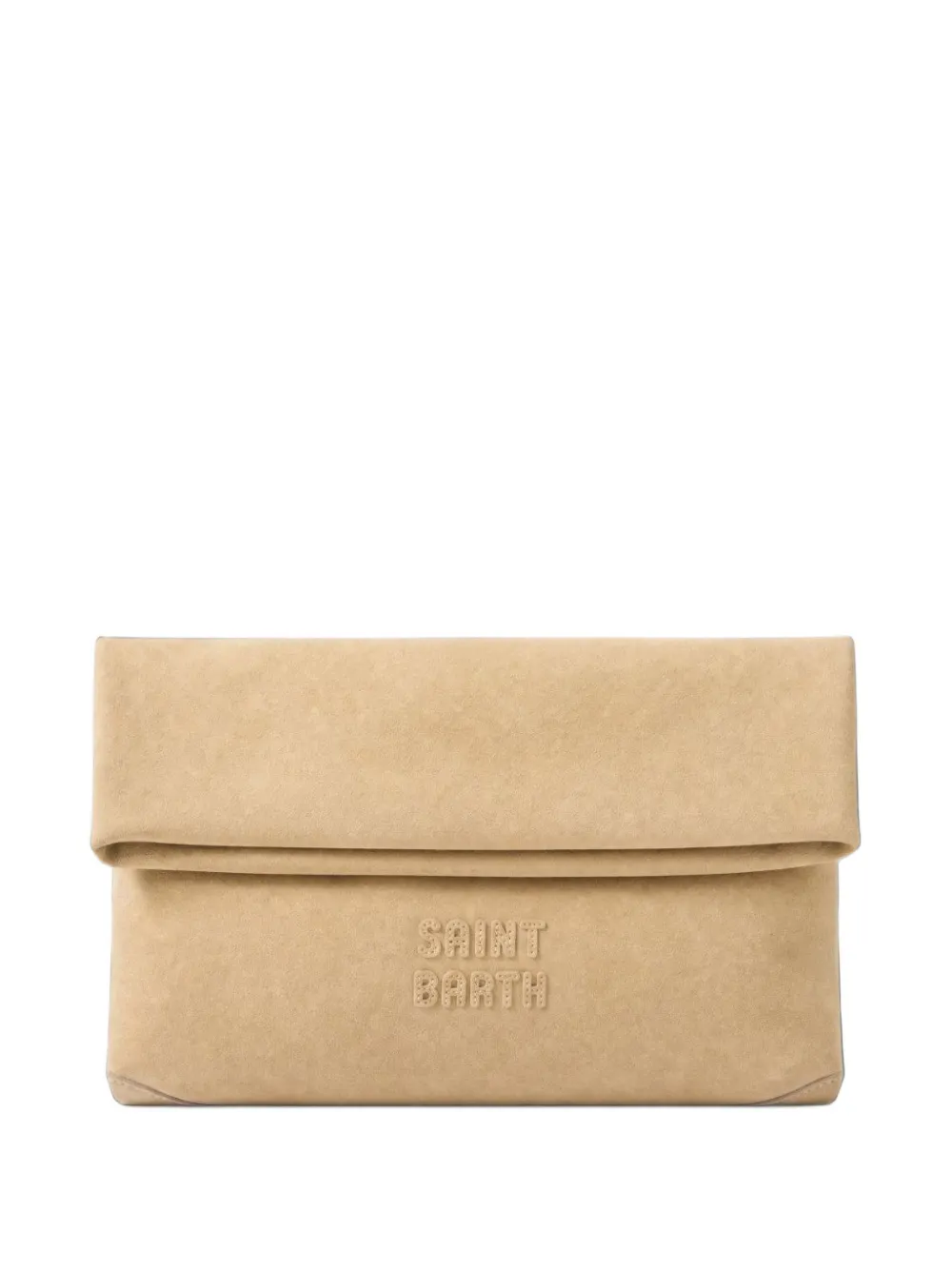 MC2 Saint Barth beige suede maxi pouch with logo patch