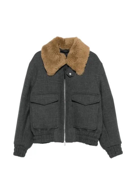 AMI Paris shearling-collar wool jacket