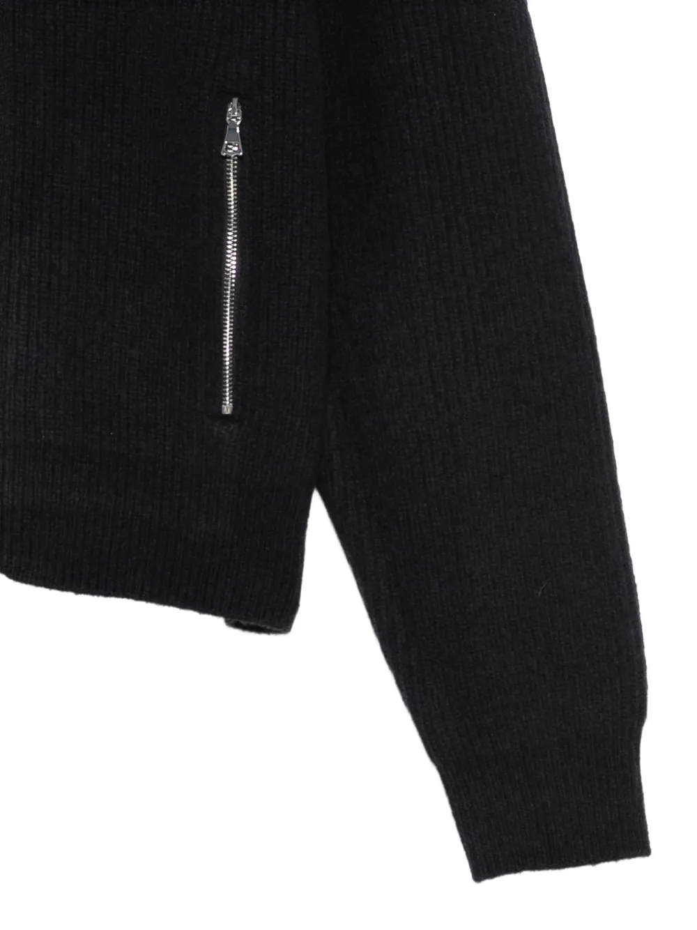 Officine Generale zip-up ribbed-knit cardigan Blauw