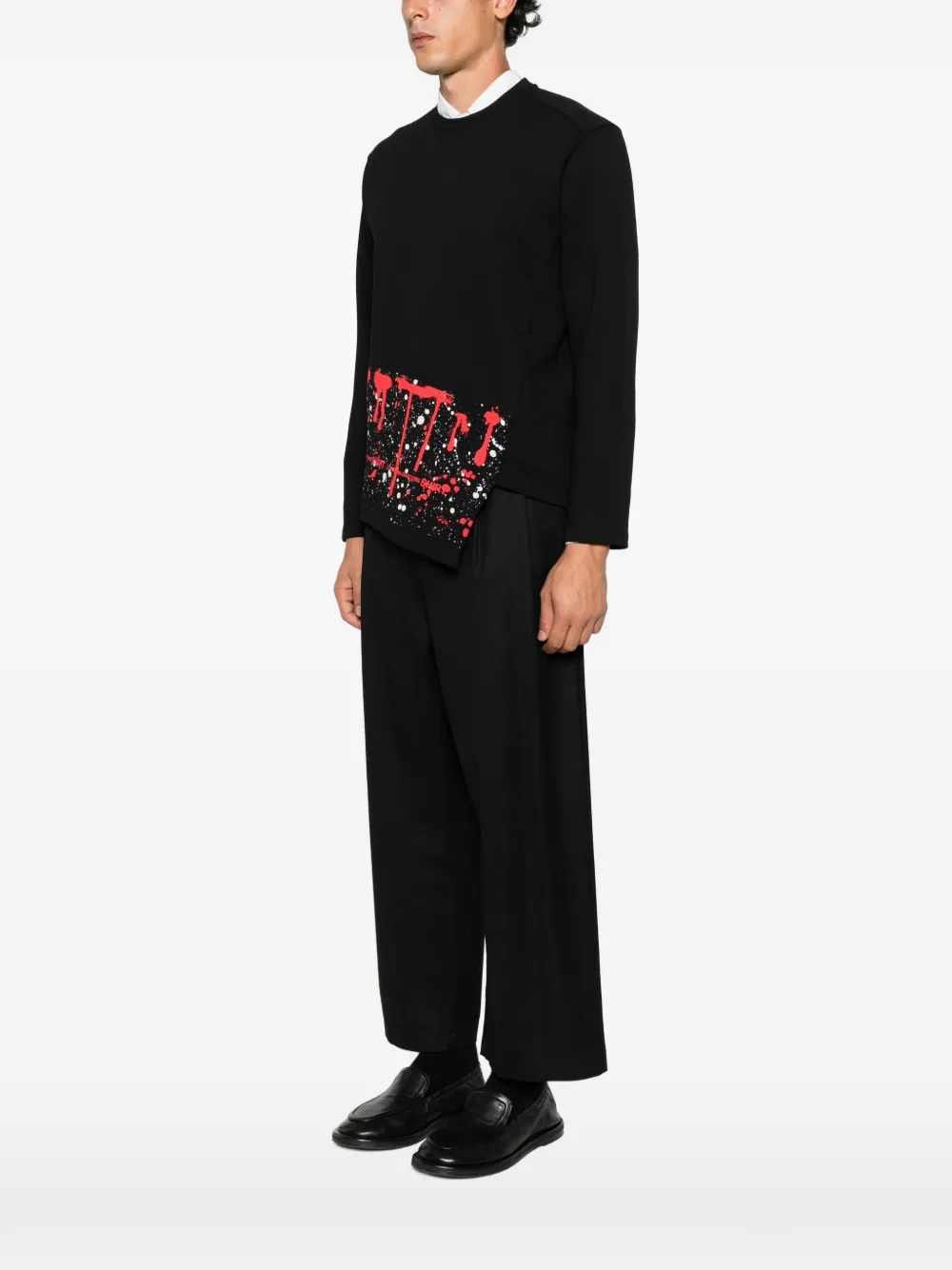 Comme Des Garçons Shirt paint-splatter asymmetric sweatshirt Zwart