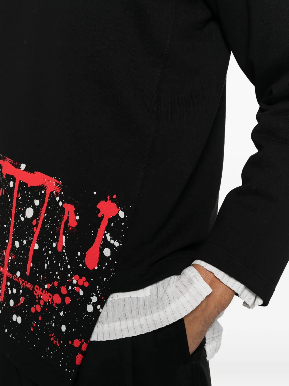 Comme Des Garçons Shirt paint-splatter asymmetric sweatshirt Zwart
