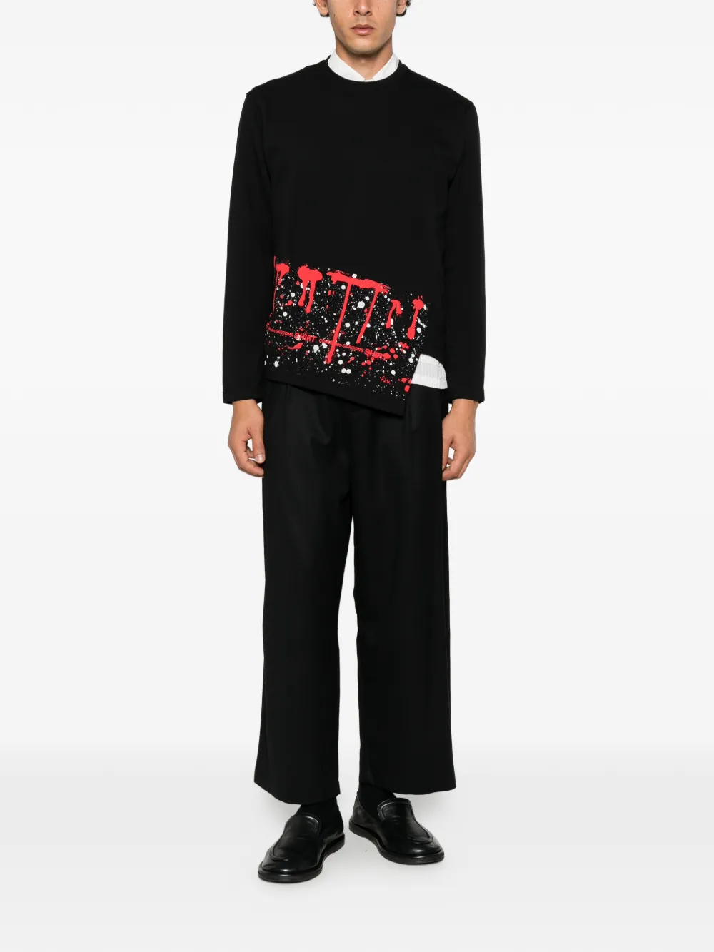 Comme Des Garçons Shirt paint-splatter asymmetric sweatshirt Zwart