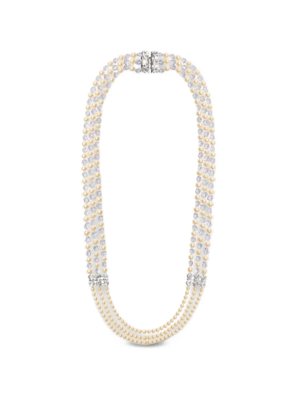 Alessandra Rich multi-strand crystal-embellished faux-pearl necklace - Bianco