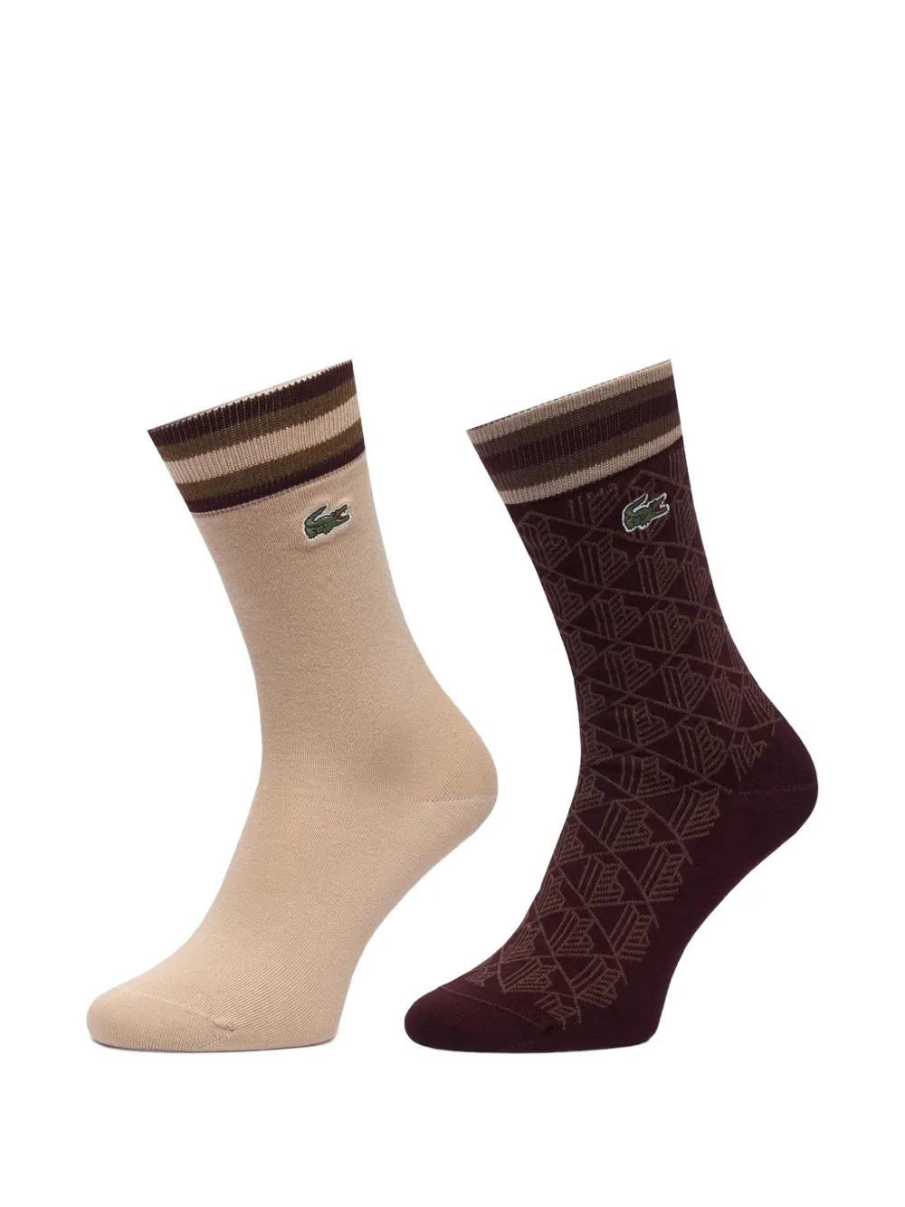 Lacoste striped-trim socks (set of two) - Braun