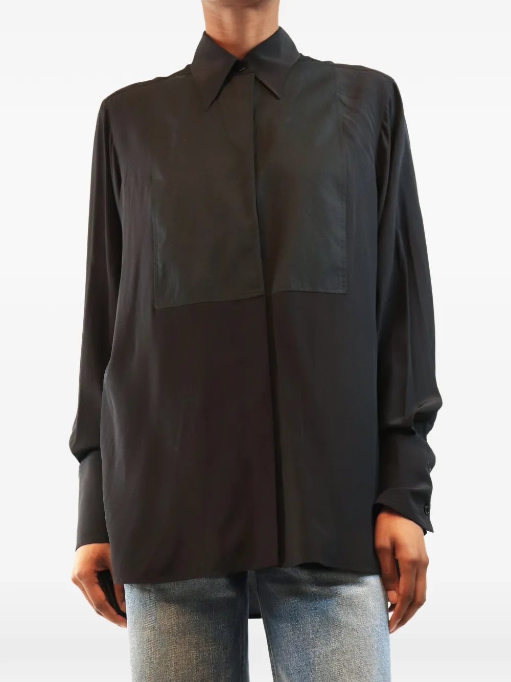 Victoria Beckham contrast-panel shirt - Schwarz