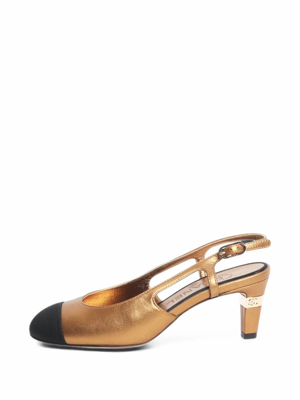 CHANEL Pre-Owned CC cap-toe slingback sandals - Gold