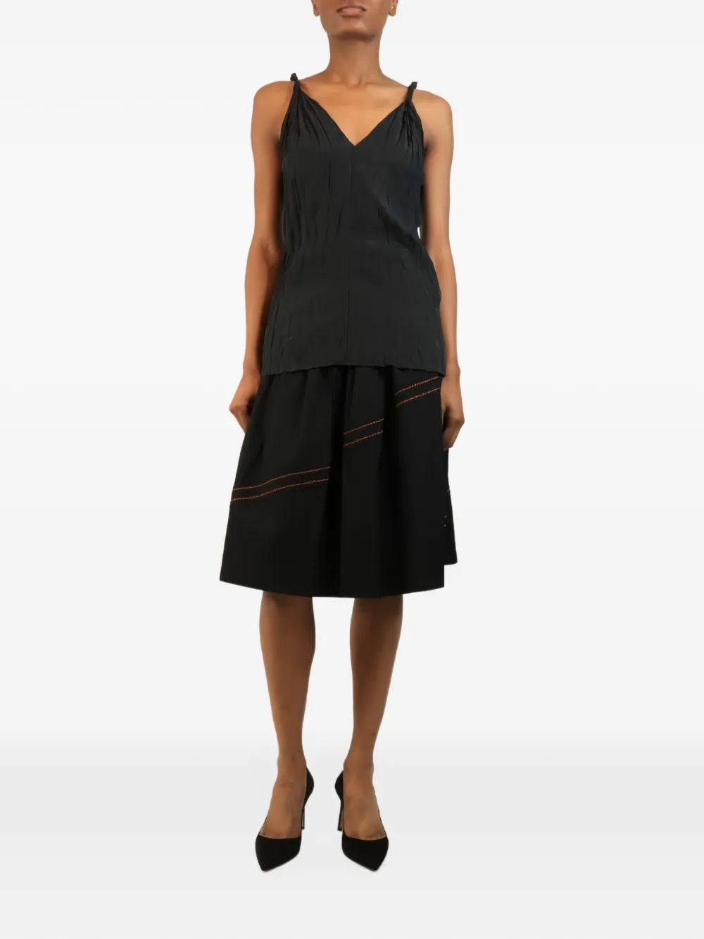 TOTEME twist-strap crinkled silk top - Schwarz