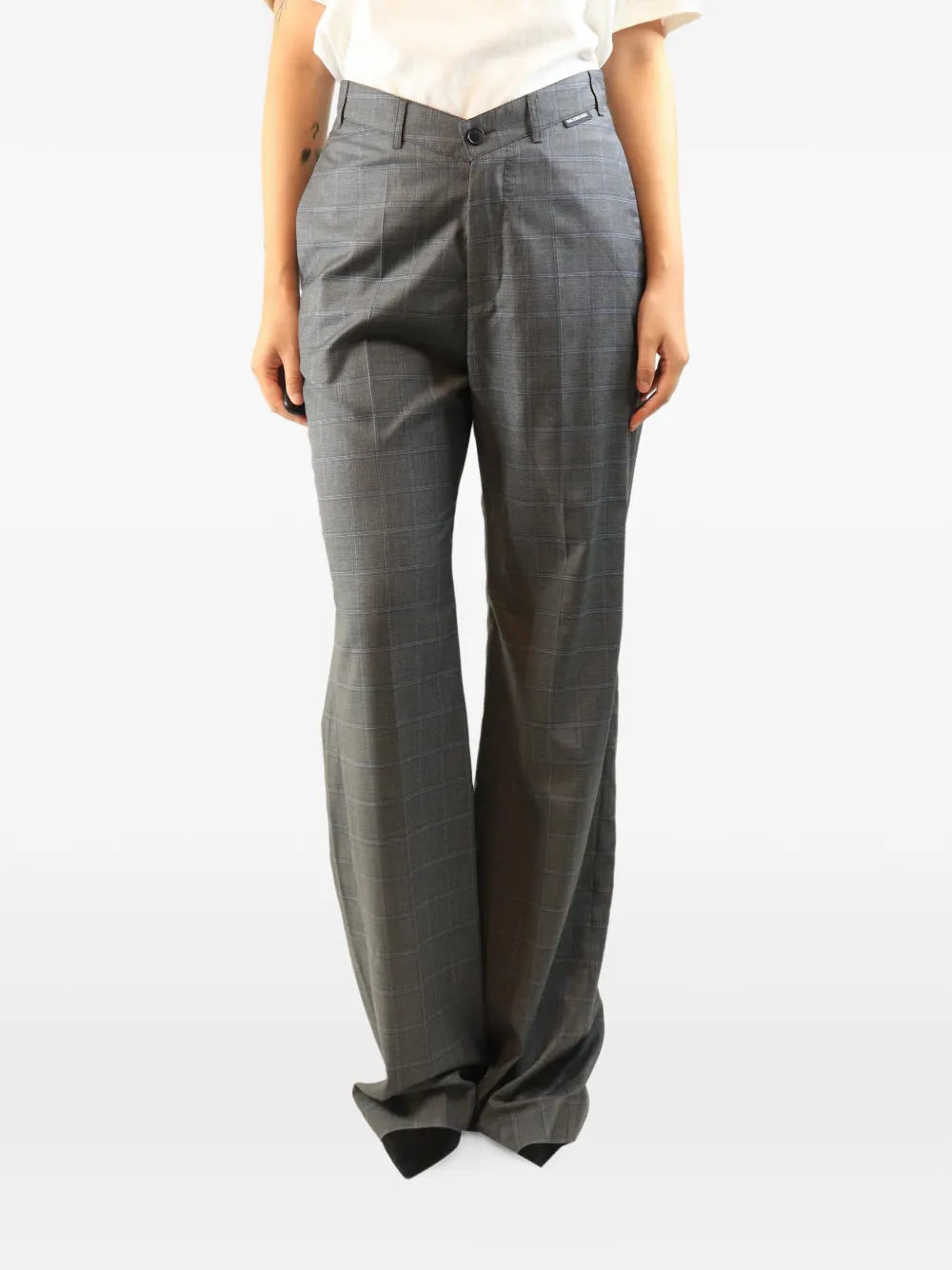Balenciaga Pre-Owned plaid-pattern wool trousers - Grau