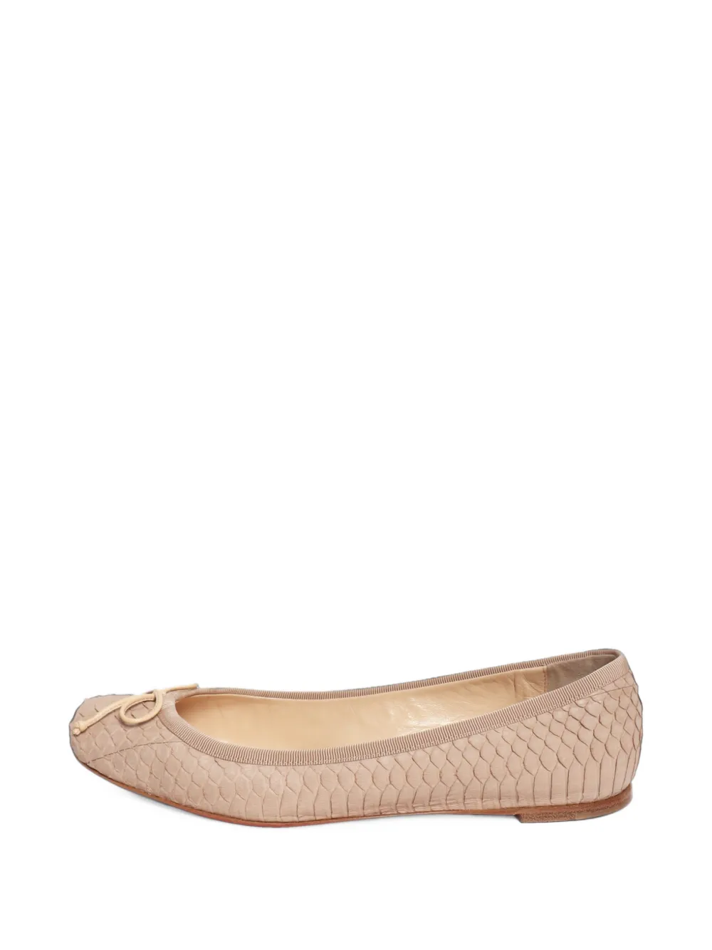 Christian Louboutin Pre-Owned snakeskin-effect ballet flats - Nude