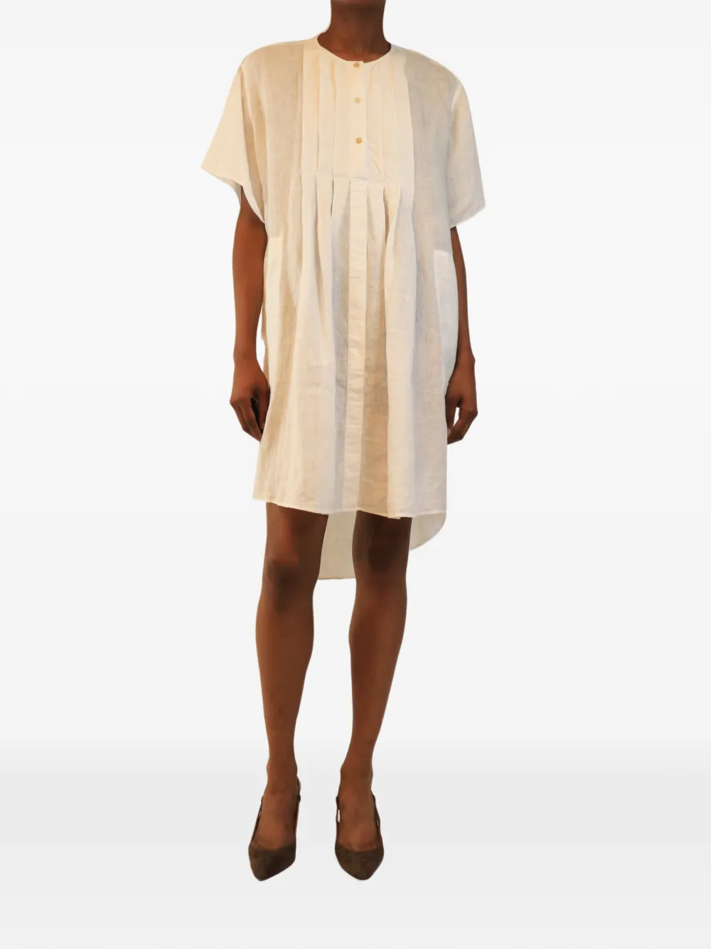 Loewe Pre-Owned pleated linen dress - Weiß