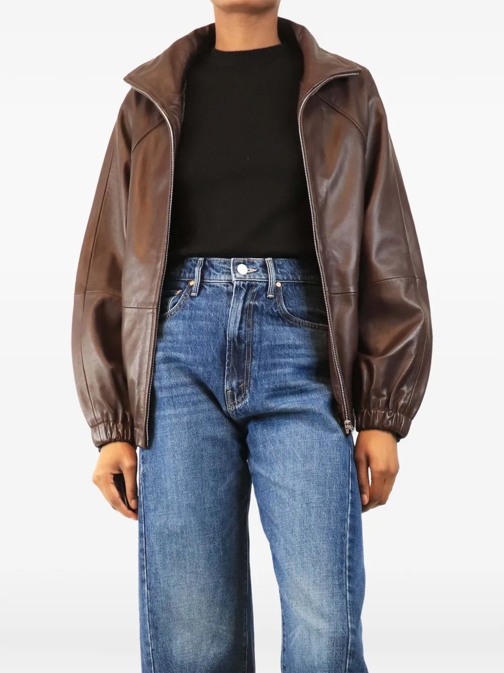 SANDRO oversized zip-up jacket - Marrone