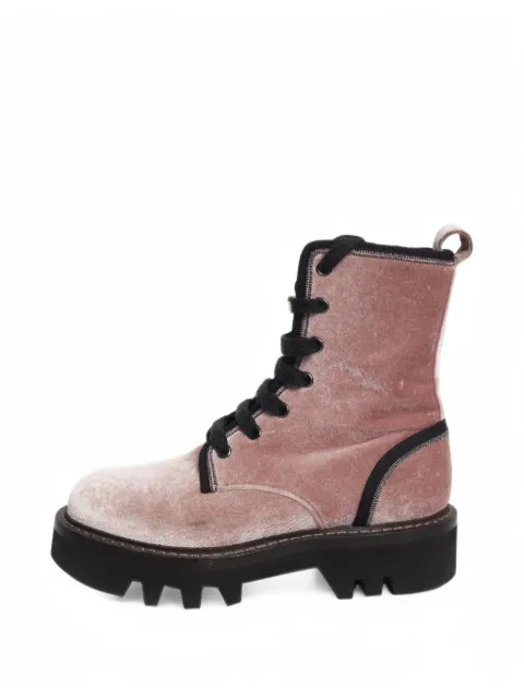 Brunello Cucinelli Vintage velvet lace-up ankle boots
