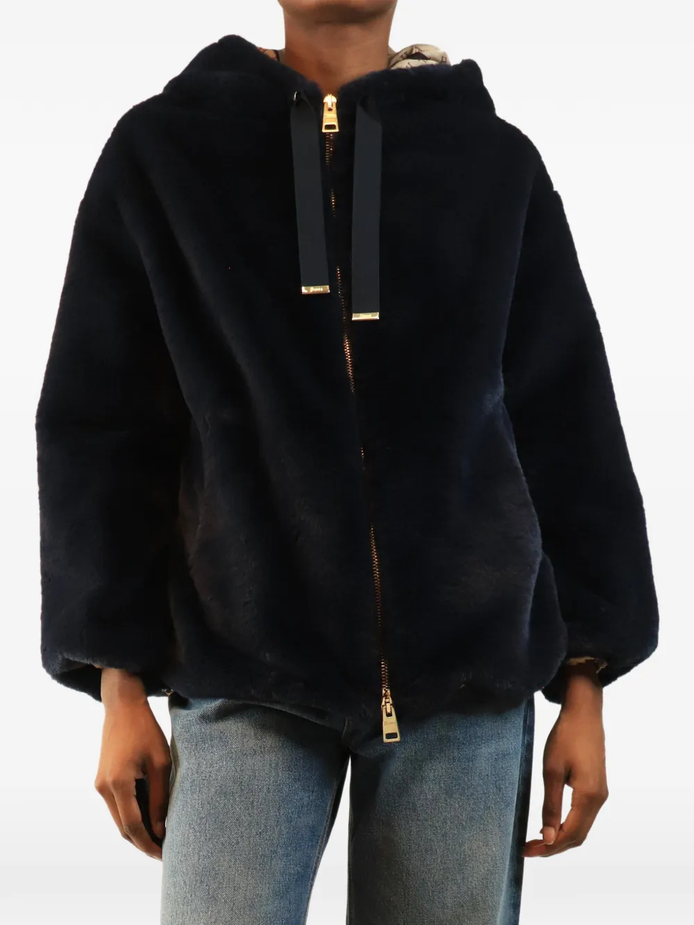Herno faux fur hooded jacket - Blau