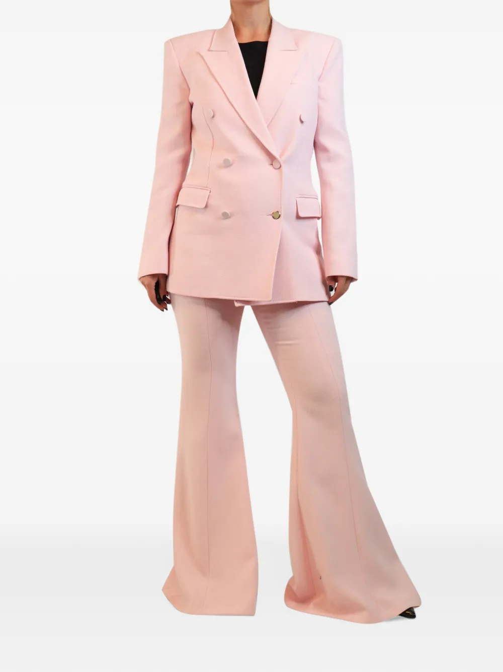 Gabriela Hearst flared double-breasted cashmere suit - Rosa