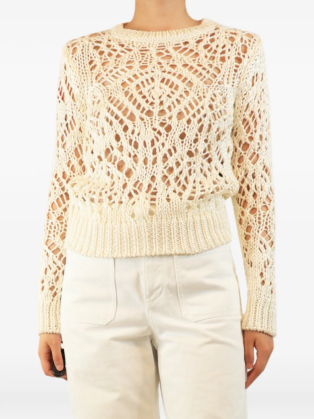 Pre-owned Tom Ford Crochet-knit Sweater In White