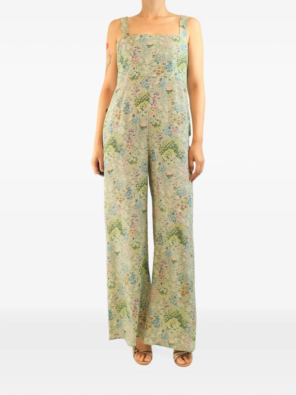 Valentino Garavani Pre-Owned floral-print sleeveless jumpsuit - Grün