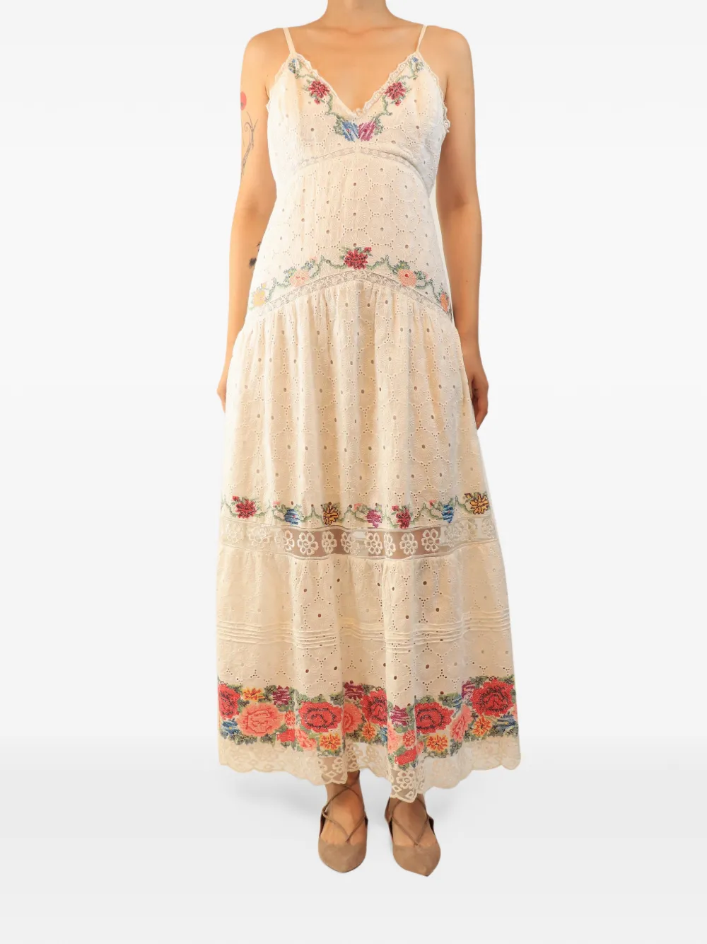 LoveShackFancy robe d’été Umi à broderies - Blanc LoveShackFancy robe d’été Umi à broderies - Blanc