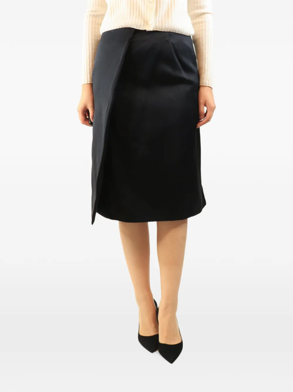 Hermès Pre-Owned satin wrap midi skirt - Schwarz