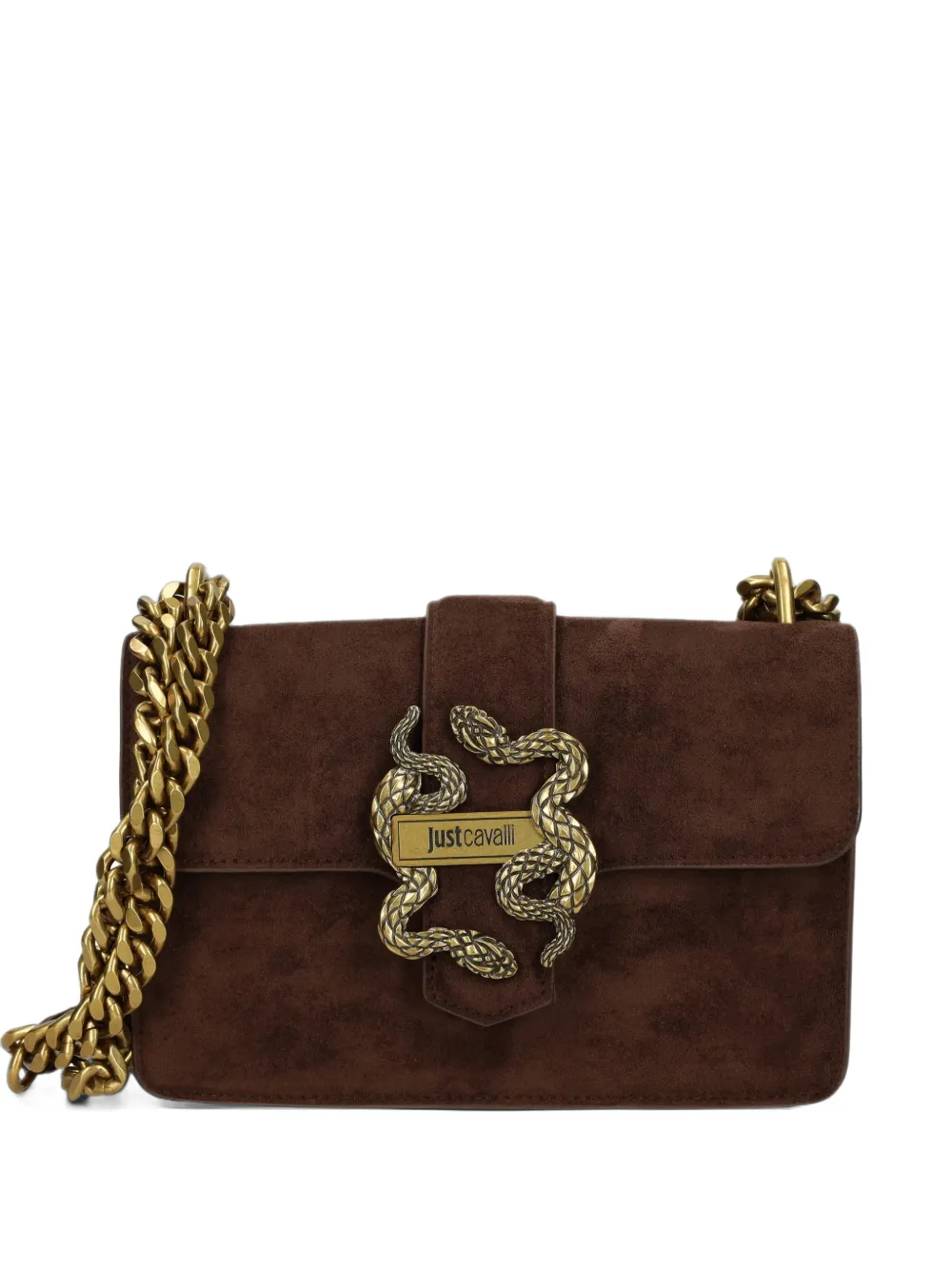 Just Cavalli snake-plaque chain-strap cross body bag Bruin