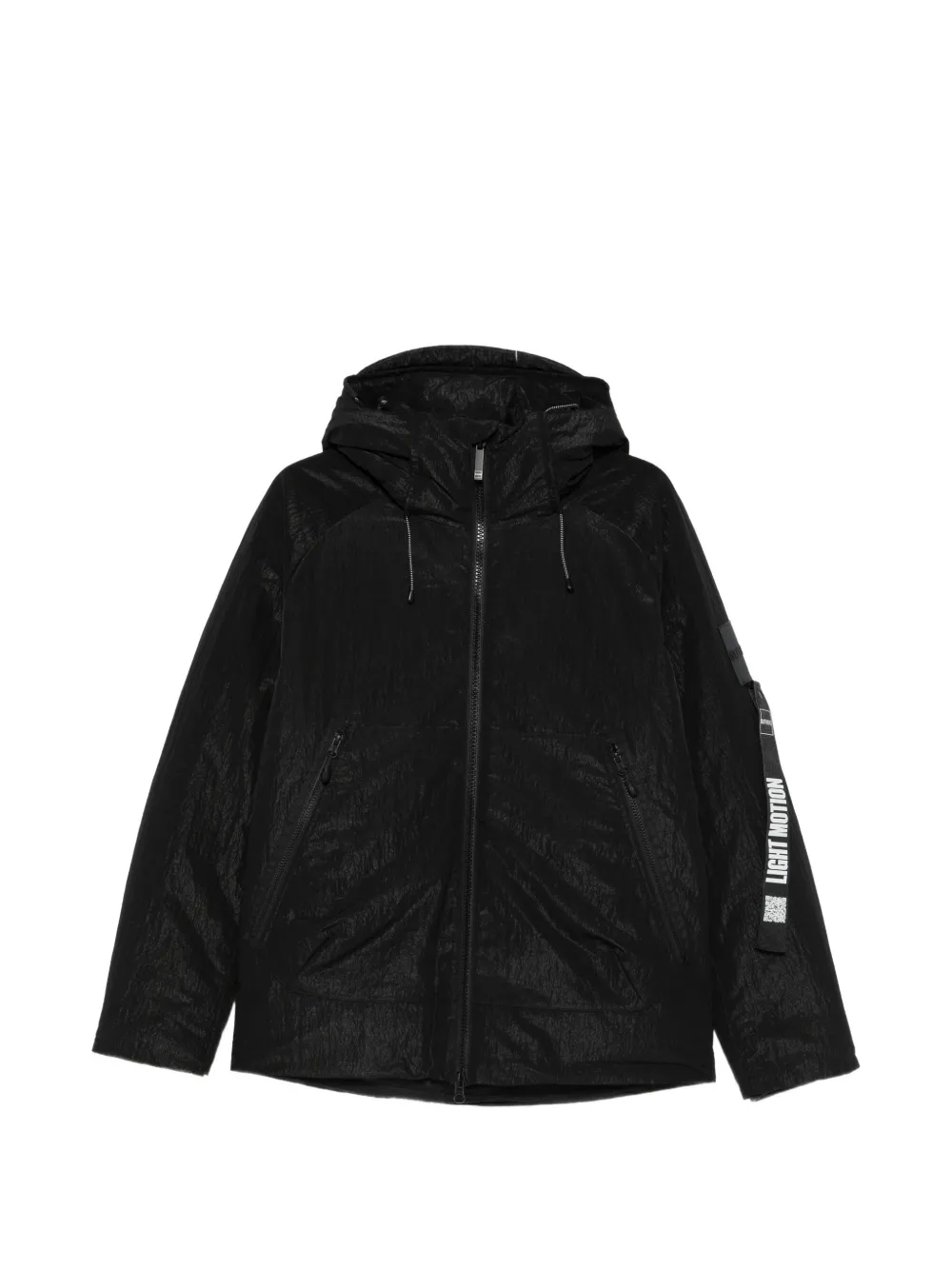 OUTHERE hooded crinkled-effect jacket - Black