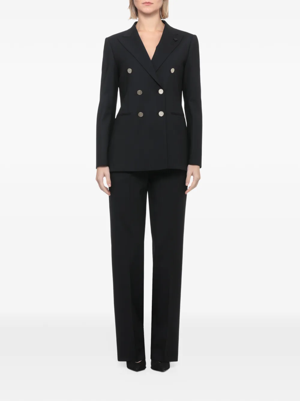 Lardini double-breasted peak-lapel jacket - Black
