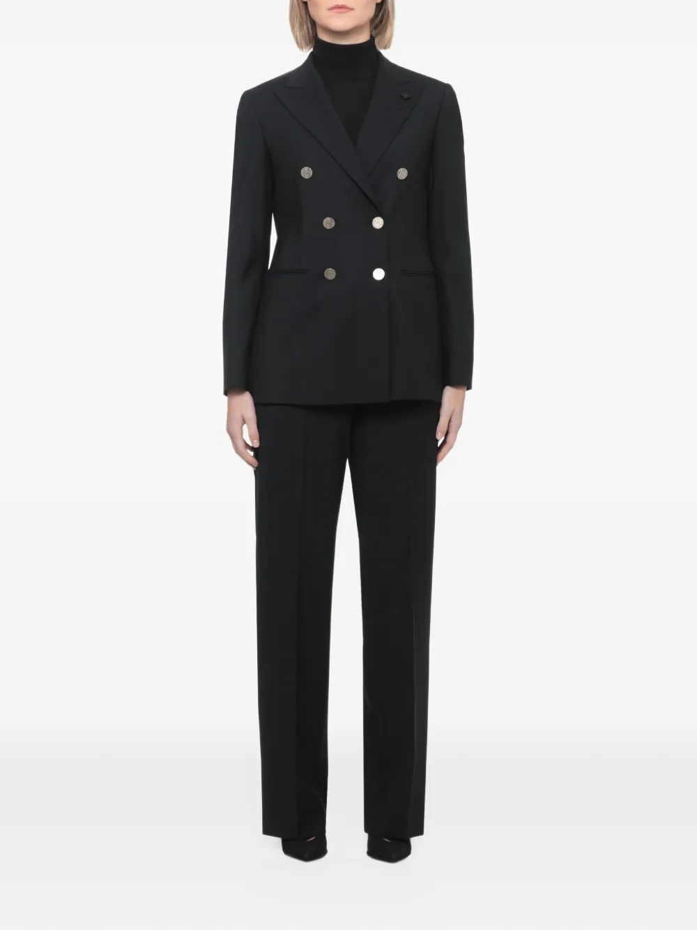 Lardini double-breasted peak-lapel jacket Zwart