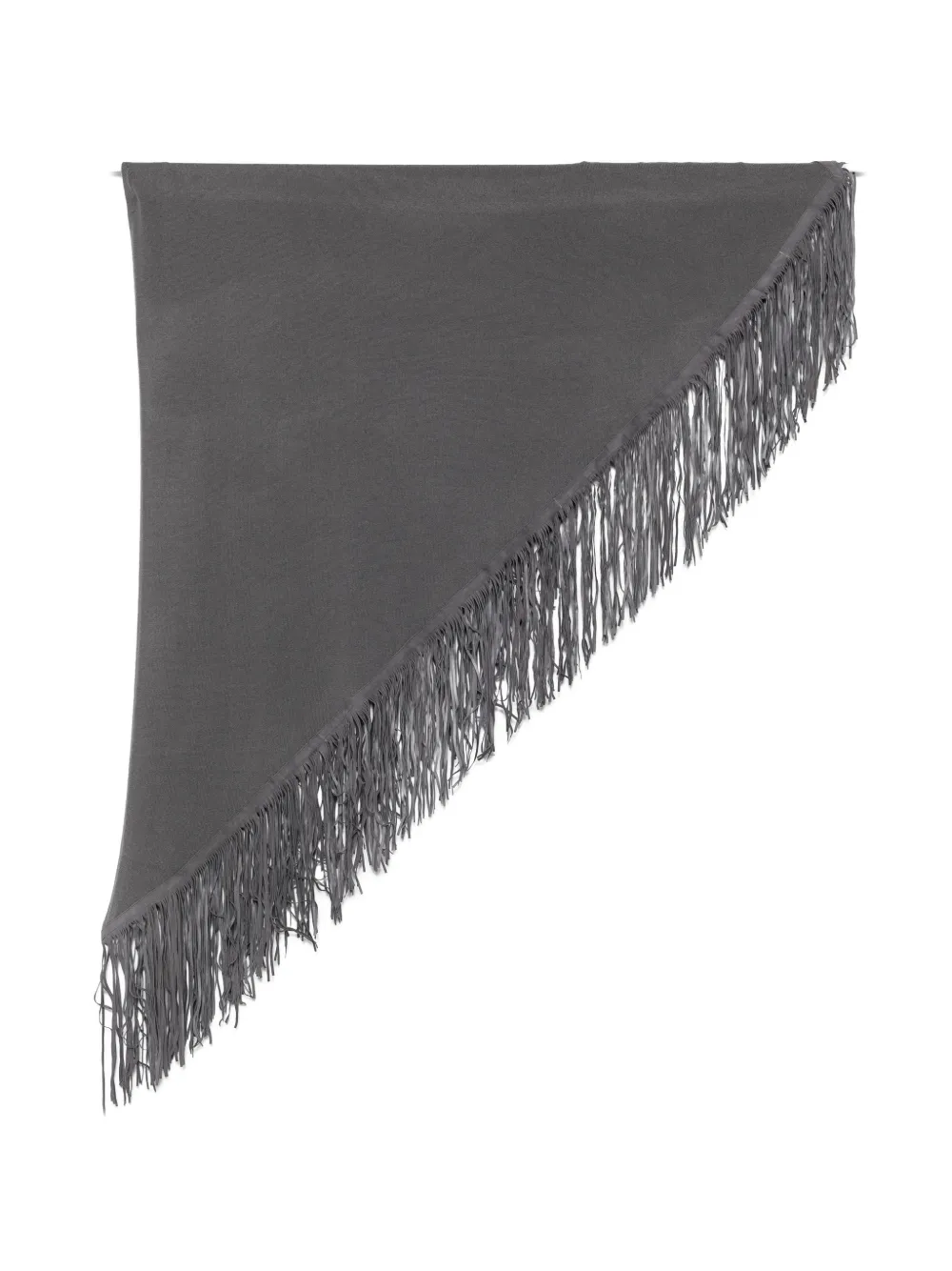 Ely Ely Fringe-trim Triangular Scarf In Grau