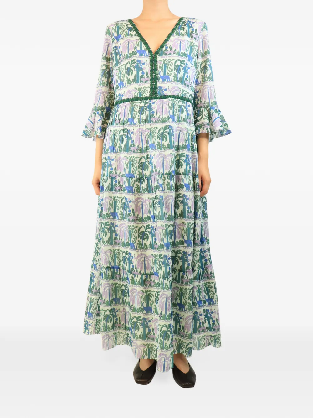 Emporio Sirenuse printed tiered maxi dress - Grün