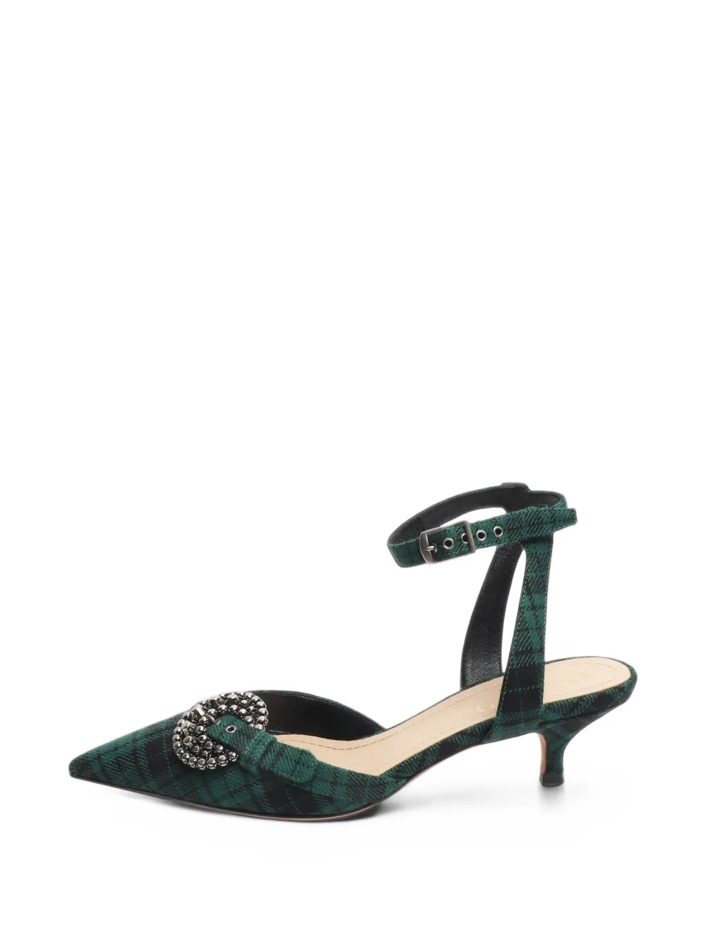 Christian Dior Pre-Owned tartan buckle-detail mules - Grün