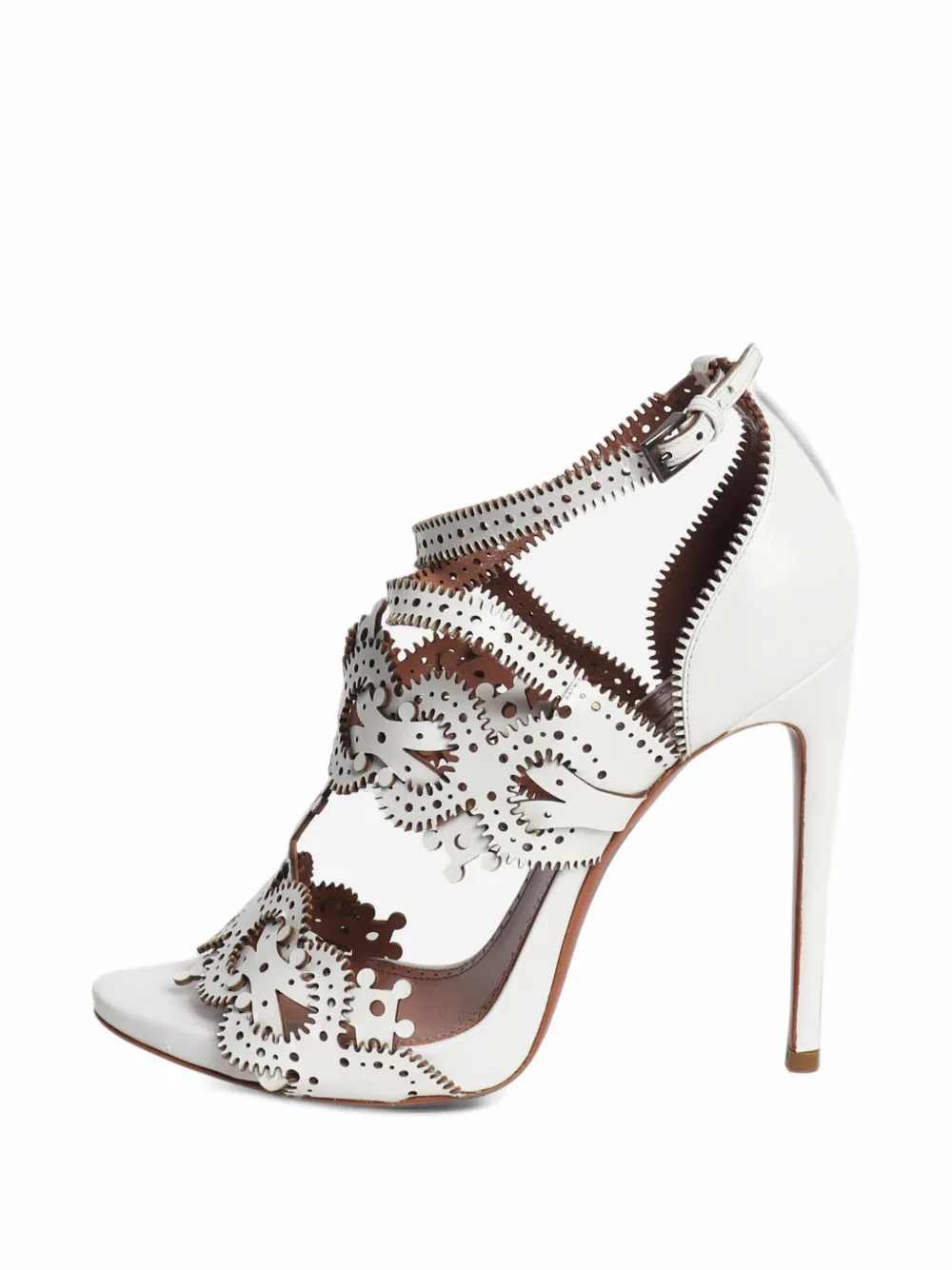 Alaïa Pre-Owned laser-cut leather sandals - Weiß