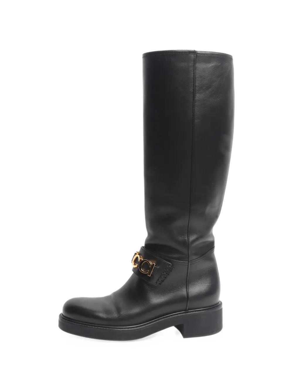 Gucci Pre-Owned bottes à plaque logo - Noir