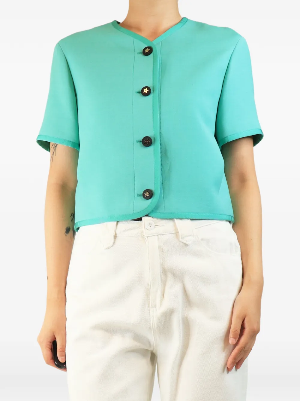 Christian Dior Pre-Owned cropped short-sleeve jacket - Grün