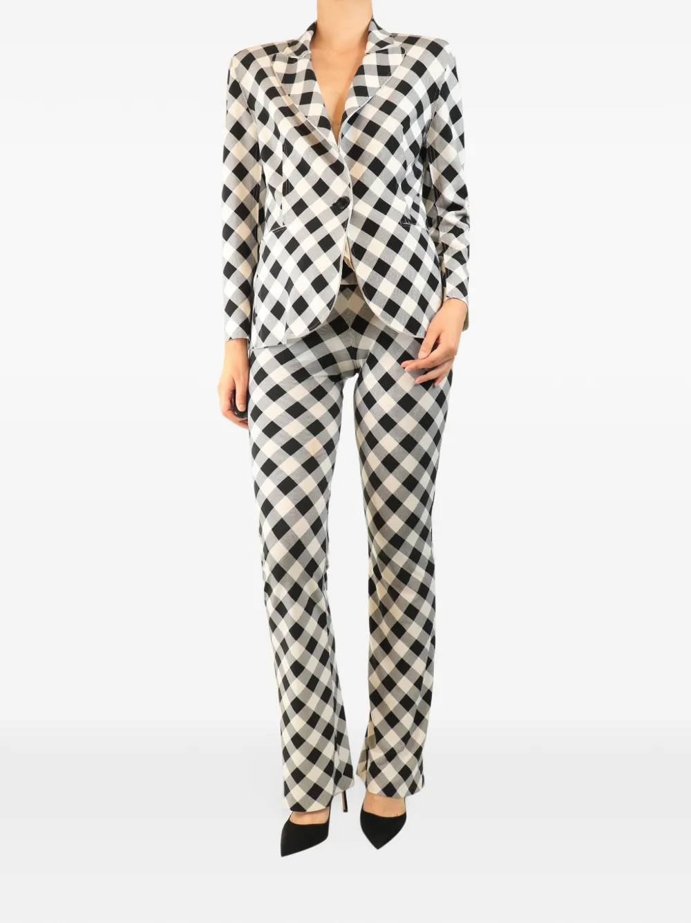 Norma Kamali Vintage gingham trousers suit - Nero