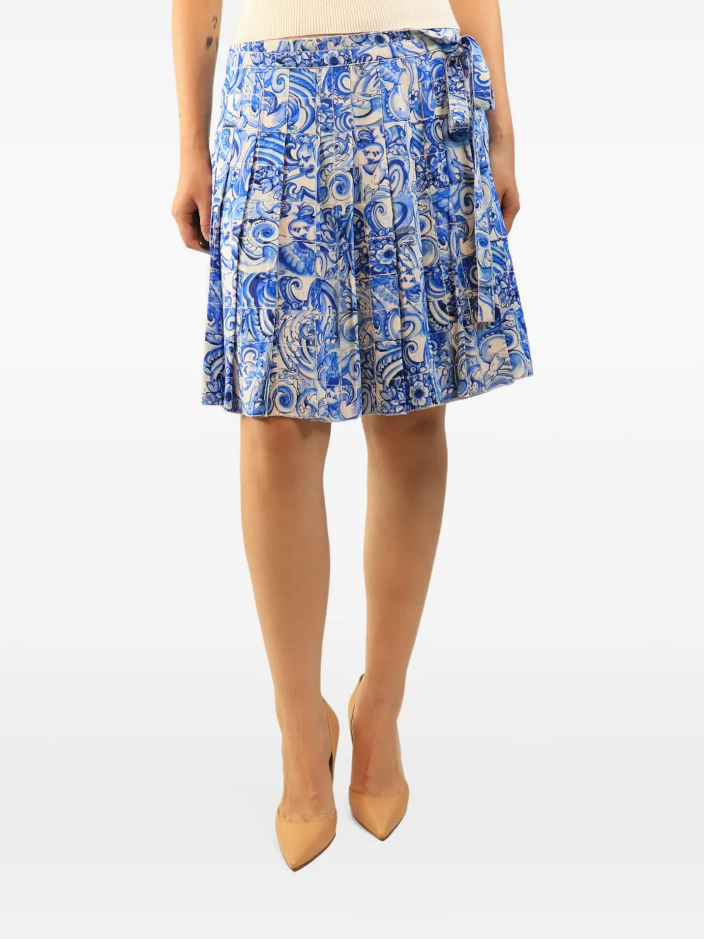 Prada Pre-Owned pleated tile-print mini skirt - Blau